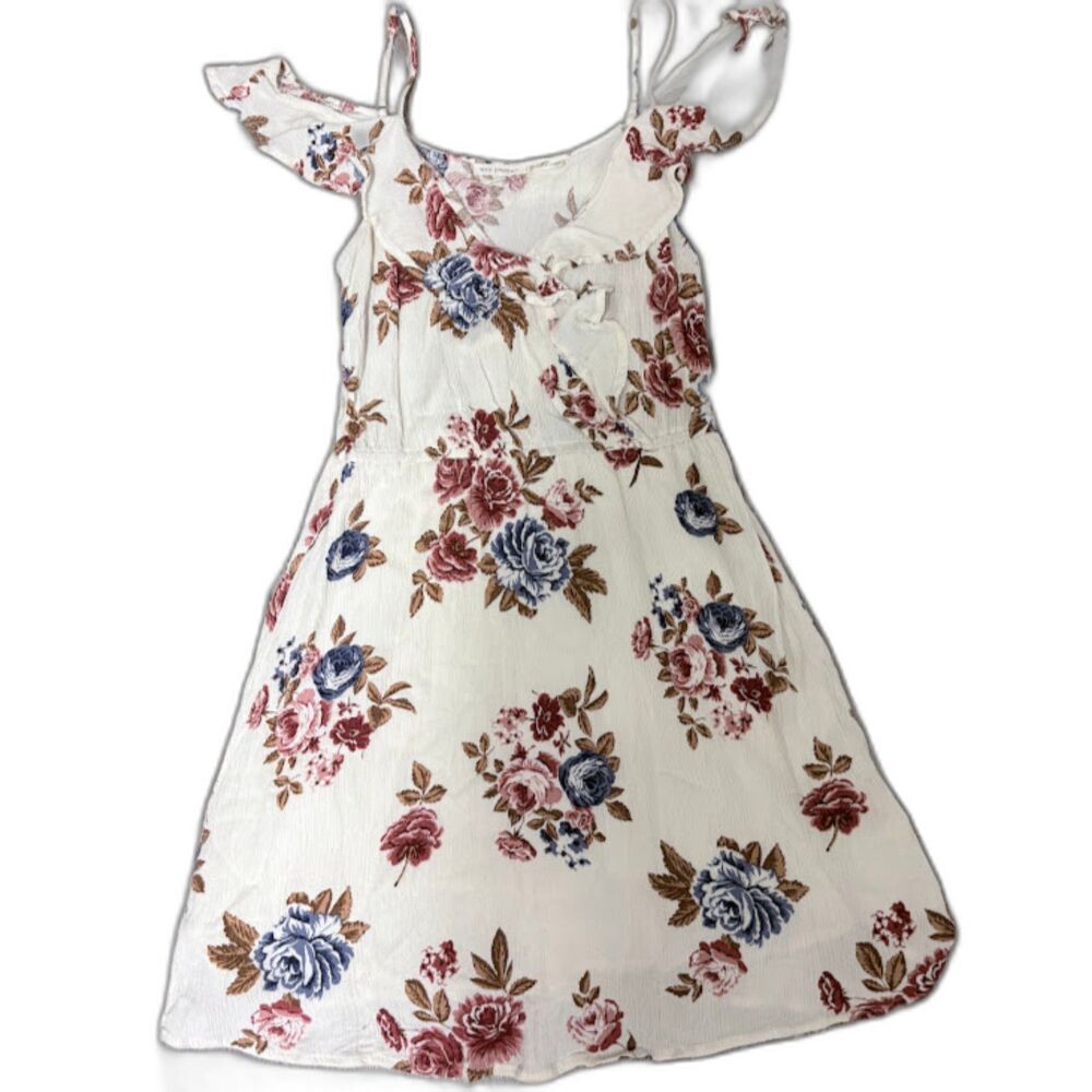 Blu Pepper Floral Dress Small White Pink Blue Cottagecore Ruffle Gauzy Romantic